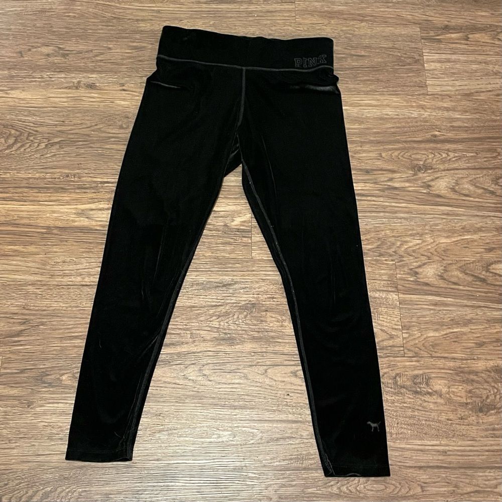 Victoriaโs Secret PINK Velvet Pants Black SizeโLarge